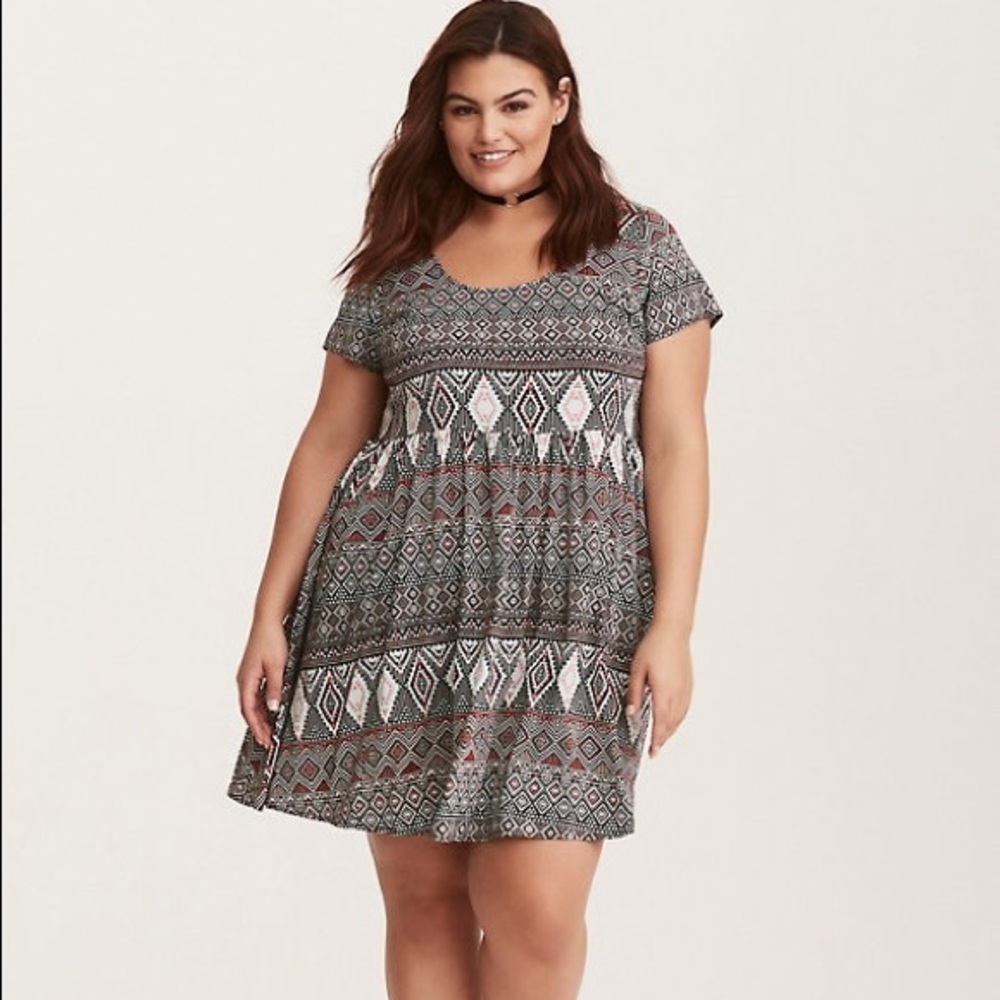 Multi-color Geo Print Stretch Challis Crossback